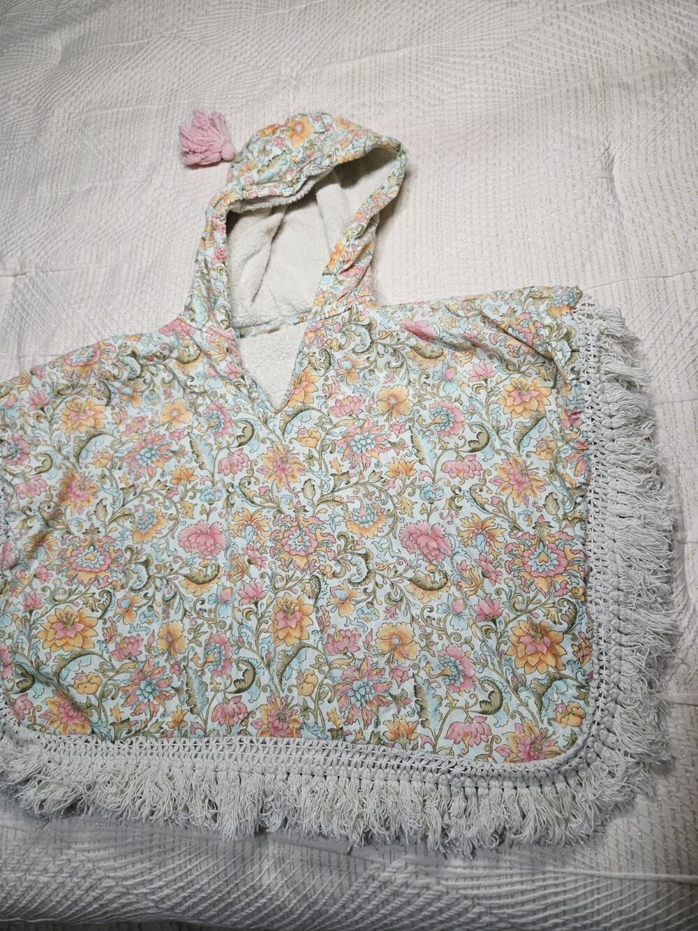 Louise Misha Maël Beach Cape Floral Print Hooded Cotton Sz 3t Girls Toddler